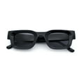thumbnail image 1 of Small Thick Beveled Horn Rim Rectangle Plastic Mod Fashion Sunglasses All Black, 1 of 7