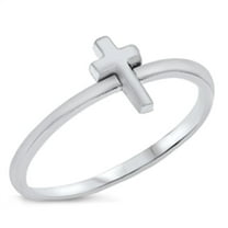 Small Thin Midi Cross Christ Ring 925 Sterling Silver Band Jewelry Female Male Unisex Size 6