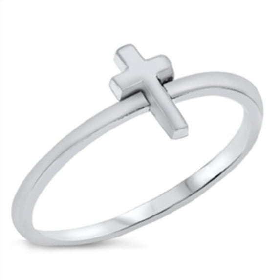 Small Thin Midi Cross Christ Ring 925 Sterling Silver Band Jewelry Female Male Unisex Size 9