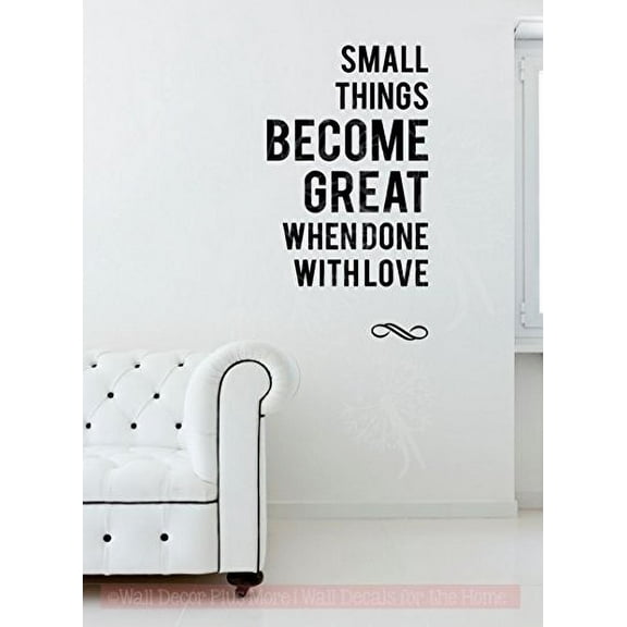Small Things Become Great With Love Vinyl Decals Room Sticker Wall Quotes, Black, 36x20-inch