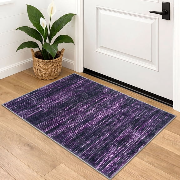 Brisasol Small Rug Purple Throw Rugs with Rubber Backing Washable Kitchen Rugs Indoor Rug Doormat for Entryway Bedroom, 2'x3'