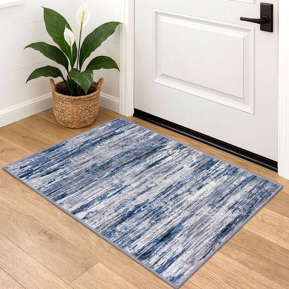 Brisasol Small Rug Navy Throw Rugs with Rubber Backing Washable Kitchen Rugs Indoor Rug Doormat for Entryway Bedroom, 2'x3'