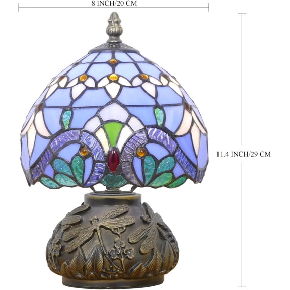 Small Tiffany Lamp Mini Stained Glass Table Lamp Mushroom Memory Sympathy Lamp 8X11 Inch (Baroque Style)