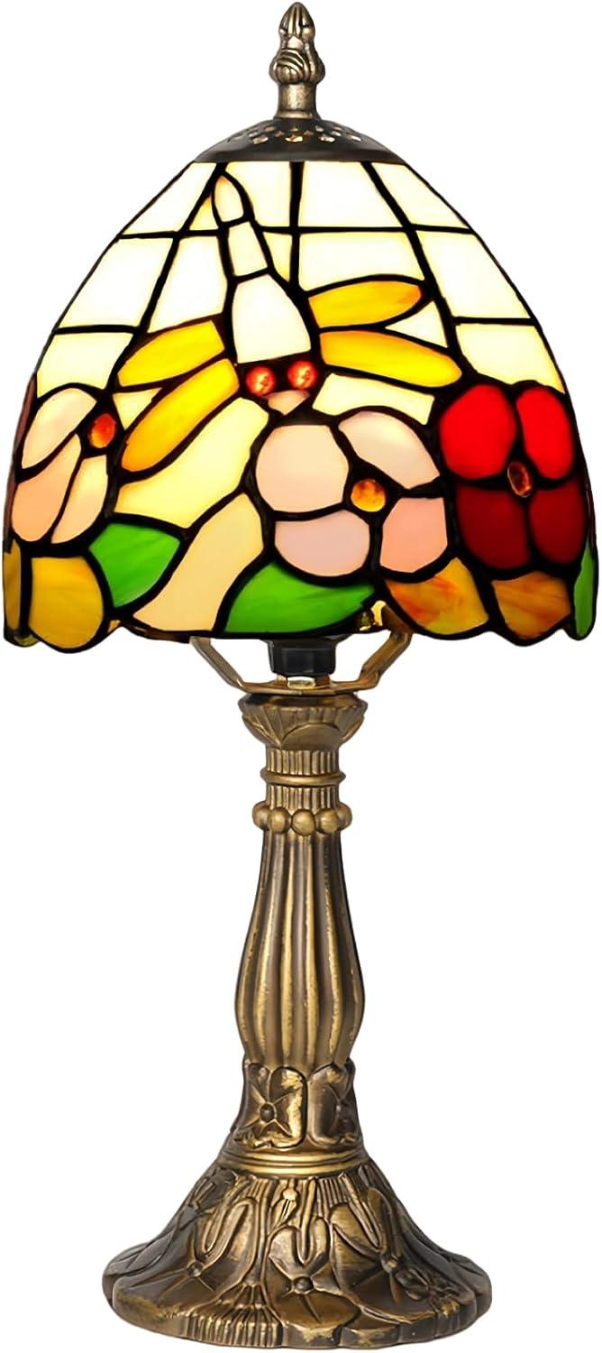 Small Tiffany Style Table Lamp, 5" Antique Stained Glass Lamp, Desk ...