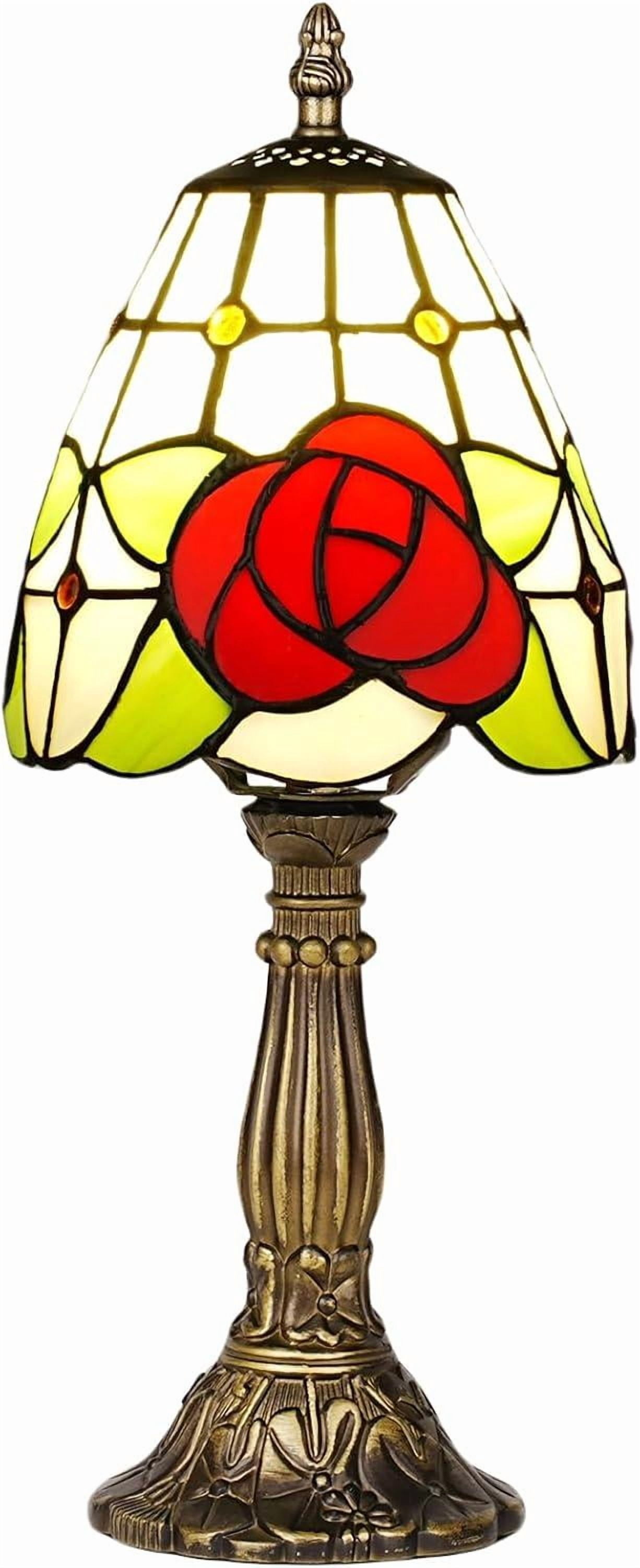 Small Tiffany Style Table Lamp, 6" Antique Stained Glass Lamp, Desk ...