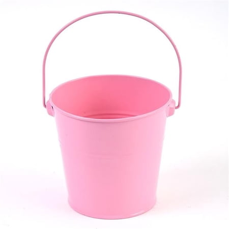 Small Tin Pink Bucket with Handle Case of 15