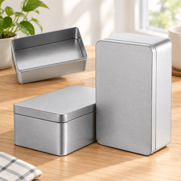 Small Tins Tea Leaf Storage Box with Lid Tinplate Tea Storage Tin Box for Loose Dry Food Candy Jewelry and Gift Packaging 7.08 X 3.85 X 2.51 in Set of 2
