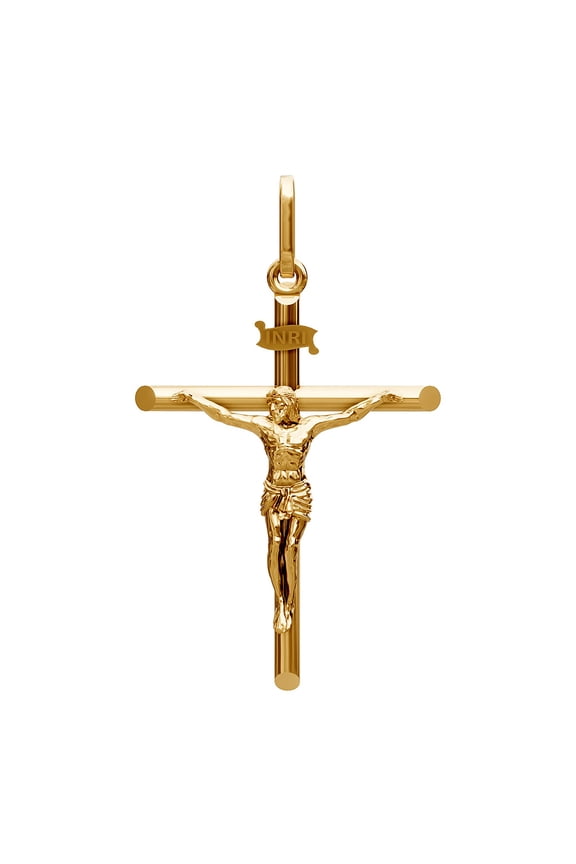 Small Tiny 22K Gold Womens INRI Crucifix Pendant