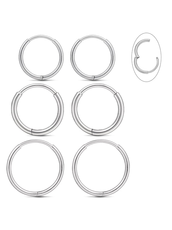 Small Titanium Hoop Earrings for Women Men,Hypoallergenic Cartilage Helix Earrings for Sensitive Ears,Cute Conch Rook Tiny Huggie Hoops Earring Set for Multiple Piercing Jewelry Gift