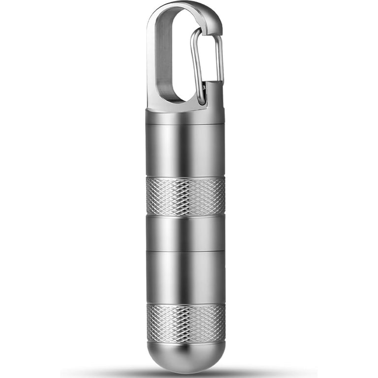 Small Titanium Pill Case,TISUR Keychain Pill Holder Travel Pill