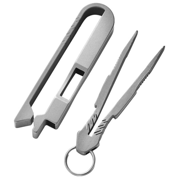 Small Titaniums Alloy Tweezer Pocket Maintenance Tool Quick Detachable Tweezer with Keyring Outdoor Survival Travel Tool
