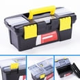 thumbnail image 1 of Small Tool Box, Double-Layer Plastic Tool Organizer Storage Case with Handle and Secure Double Lock for Home, Garage, Car Repair, Woodworking Tools, Portable Toolbox for Contractors, 1 of 9