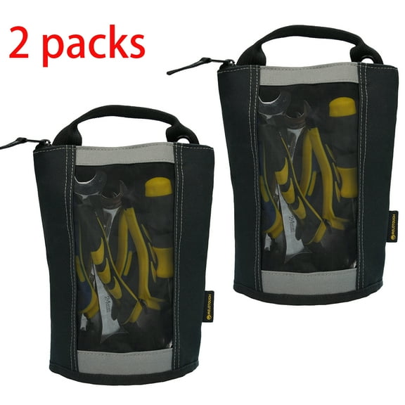 Small Tool Storage Bag Oxford Maintenance See Through Zippered Electrician's Handy-Carrying Tool Pouches Bag (Grey 2 pack)