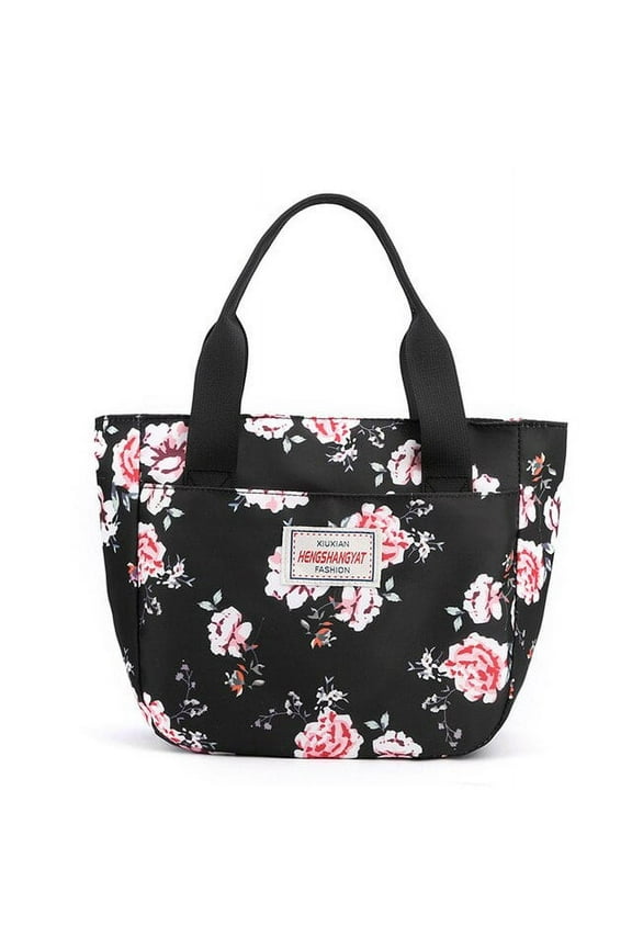 Women’s Light Nylon Top - handle Bag: Floral Pattern Tote for Daily & Beach Use