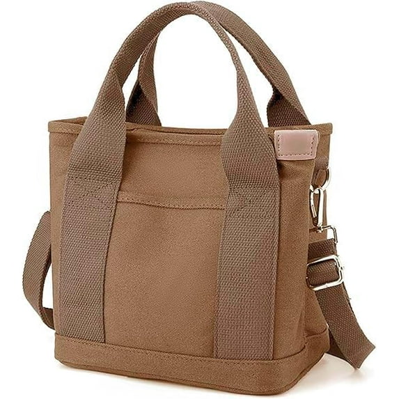 Small Tote Bag with Zipper, 2024 Canvas Multi-Pocket Crossbody Bag Shoulder Bag Satchel Hobo Bag Messenger Bag
