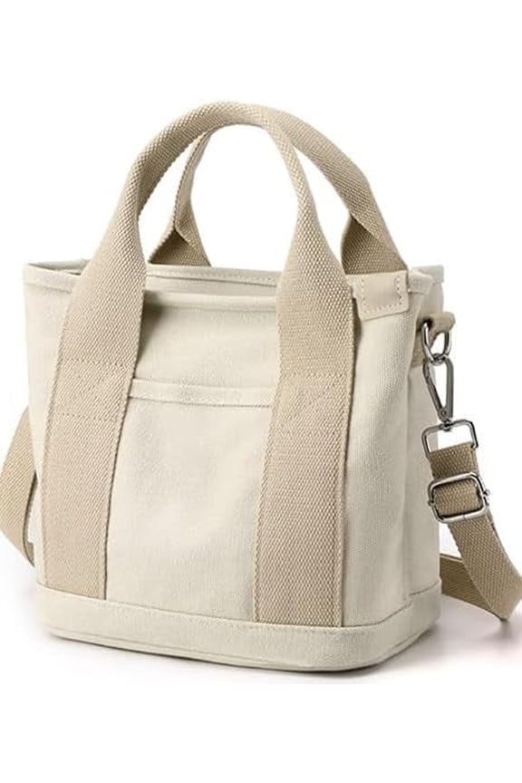 Small Tote Bag with Zipper, 2024 Canvas Multi-Pocket Crossbody Bag Shoulder Bag Satchel Hobo Bag Messenger Bag