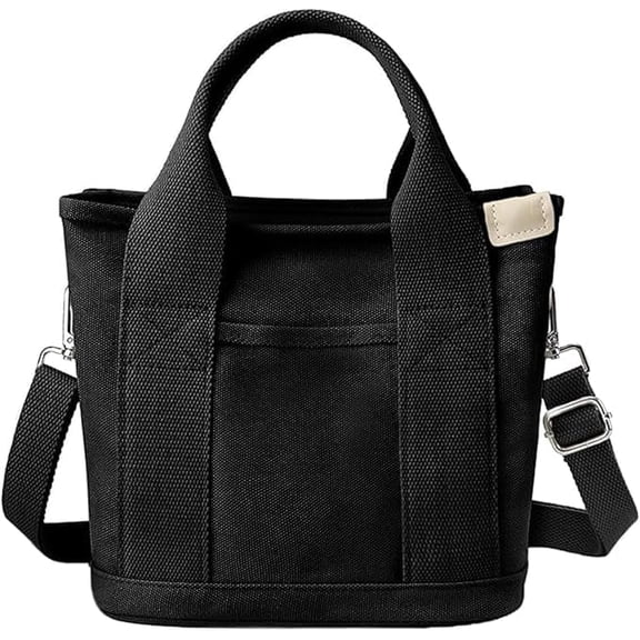Small Tote Bag with Zipper Canvas Multiple Pockets Crossbody Bag Stylish Shoulder Bag Casual Satchel Hobo Bag Top Handle Messenger Bag