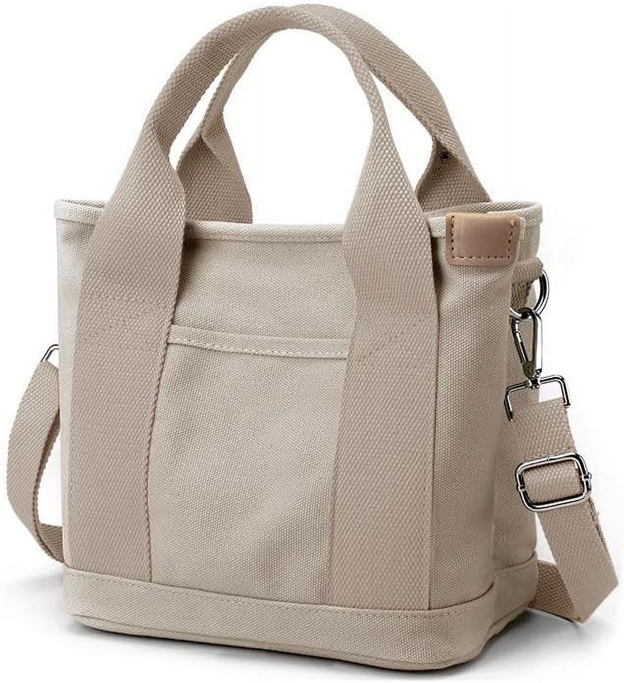 Canvas Tote Bag With Zipper - Multi-Pocket Crossbody Shoulder Bag For Women (Large, Grey) - View #13