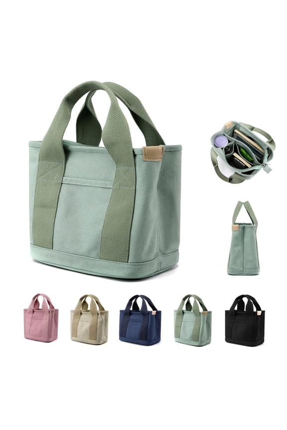 Small Tote Bag with Zipper Tote Bag for Women Canvas Crossbody Bag Shoulder Bag Satchel Messenger Bag,Tote Bags for School,9 inches(Green)