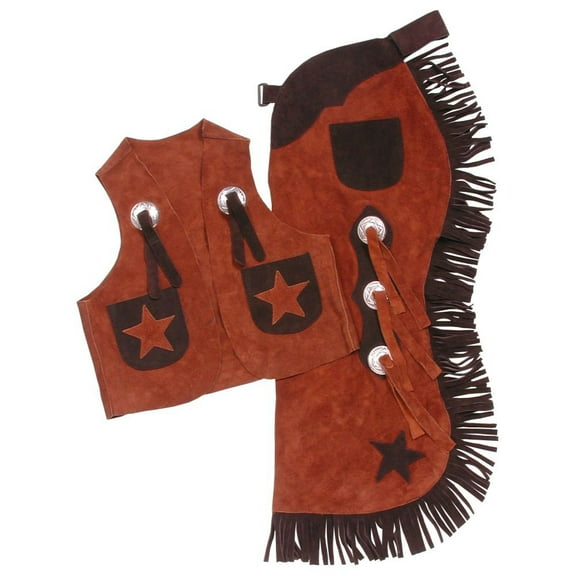 Tough 1 Western Chaps Kids Vest Set Stars Adjust Snaps S Rust 63-360