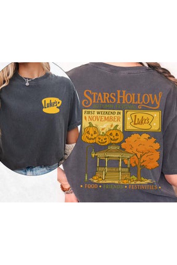 Small Town Autumn Coffee Book T-Shirt All Size S-3XL