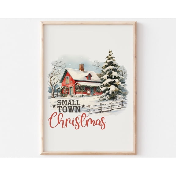 Small Town, Barn Farm Print, Farm, Art, Farmhouse Decor, Winter Scene Wall Print Wall Art, Modern Wall Decor, 16x24 UNFRAMED