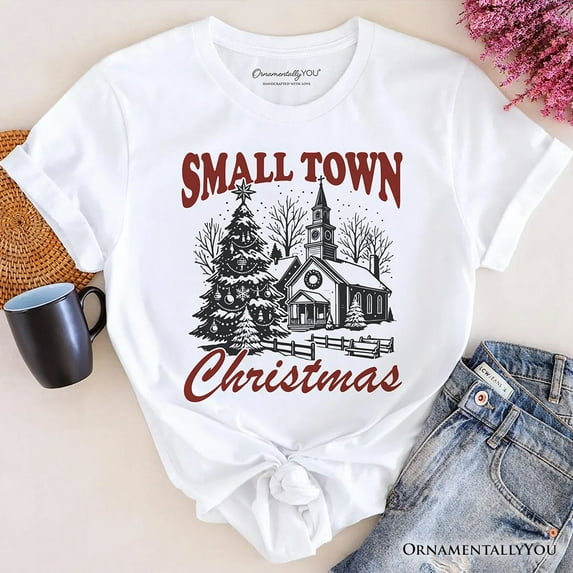 Small Town Christmas Vintage T‑Shirt, Rustic Winter Church Tee