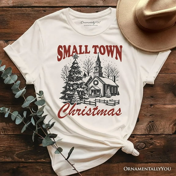 Small Town Christmas Vintage T‑Shirt, Rustic Winter Church Tee