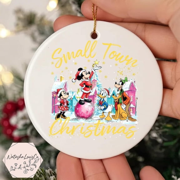 Small Town Christmas Ceramic Ornament Mouse And Friends Ceramic Ornament Christmas Ornament Christmas Ornament Decor Gift 2D FLAT CIRCLE Ceramic Ornament