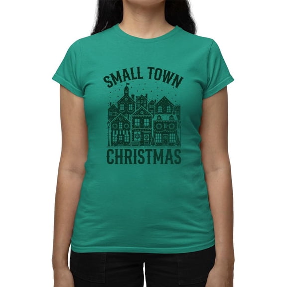 Small Town Christmas Cozy Holiday Tee T-shirt Women's