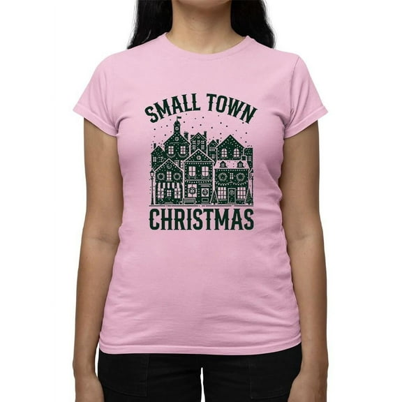Small Town Christmas Cozy Holiday Tee T-shirt Women's