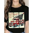 thumbnail image 1 of Small Town Christmas Vintage Truck Holiday T-Shirt For Women - Festive Red Truck With Christmas Tree Design, Perfect For Winter Season And Xmas Celebrations, 1 of 7