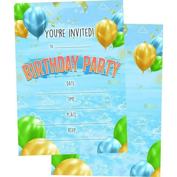 Small Town Designs Multicolored Birthday Invitations 25-Pack 5x7 Cards