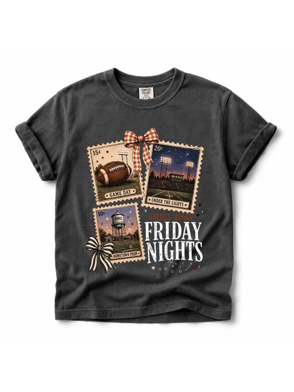 Small Town Friday Nights T-Shirt, Fall Football Game Day Tee, Under the Lights Hometown Football Mom Shirt