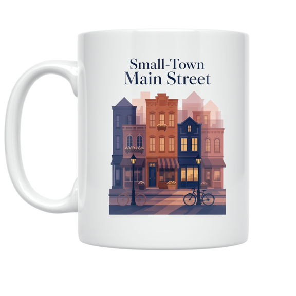 Small-Town Main Street Landscape Design - Local Travel Fan - 11 oz Ceramic Coffee Mug