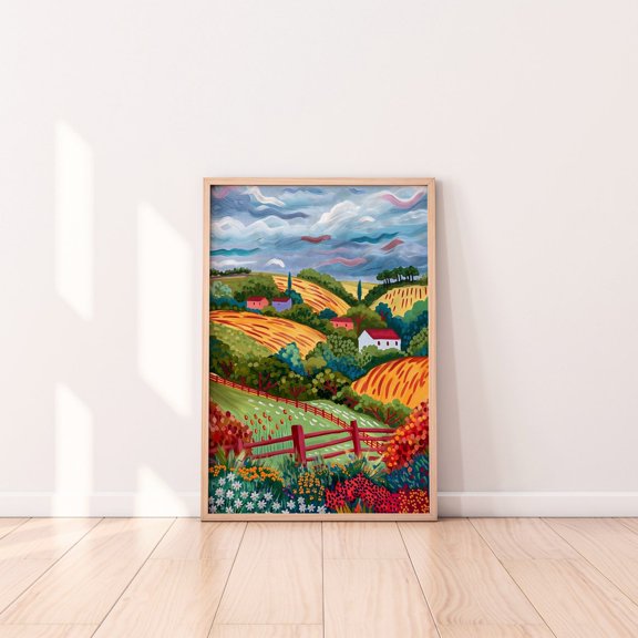 Small Town Plants Flowers Botanical Landscape Wall Decor Unframed Paper Print