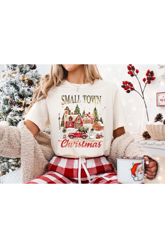 Small Town Shirt, Cozy Winter Village T-shirt, Retro Top All Size S-5Xl