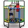 thumbnail image 1 of 55” Kids Trampoline with Enclosure, SEGMART Indoor Trampoline, Small Trampolines for Kids, Mini Trampoline with Sandbag, Rings, Ocean Balls, Birthday Gifts for Boys, Girls, 1 of 11