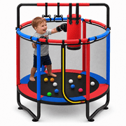 55” Kids Trampoline for Kids with Enclosure, SEGMART Indoor Trampoline, Small Trampolines for Kids, Mini Trampoline with Sandbag, Rings, Ocean Balls, Gifts for 
