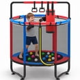 thumbnail image 1 of 55” Kids Trampoline with Enclosure, SEGMART Indoor Trampoline, Small Trampolines for Kids, Mini Trampoline with Sandbag, Rings, Ocean Balls, Birthday Gifts for Boys, Girls, 1 of 11