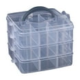 thumbnail image 1 of Small Transparent 3-Tier 18-Compartment Storage Box Organizer - Portable Detachable Handheld Tool & Toy Storage Chest For Toys & Hardware Tools - Clear Stackable Storage, 1 of 5