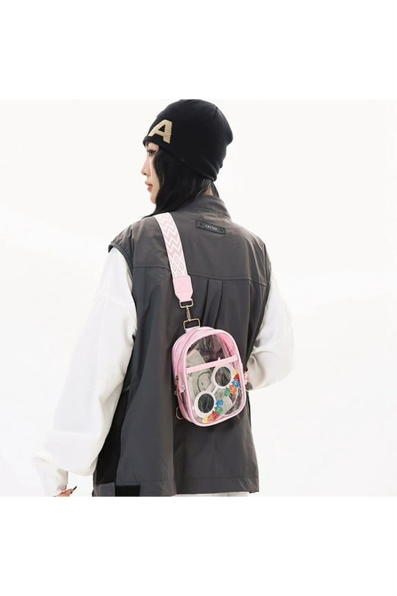 Small Transparent Messenger Bag Clear Bag with Adjustable Shoulder Strap Multicolor Mini Bags PVC Practical Storage Bags for Students Youth School Travel Shopping