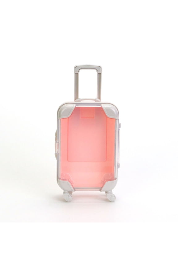 Small Transparent Suitcase Organizer, Mini Travel Storage with Rolling Wheels, Puzzle Simulation Design, for Home Display and Kids Playroom Decor