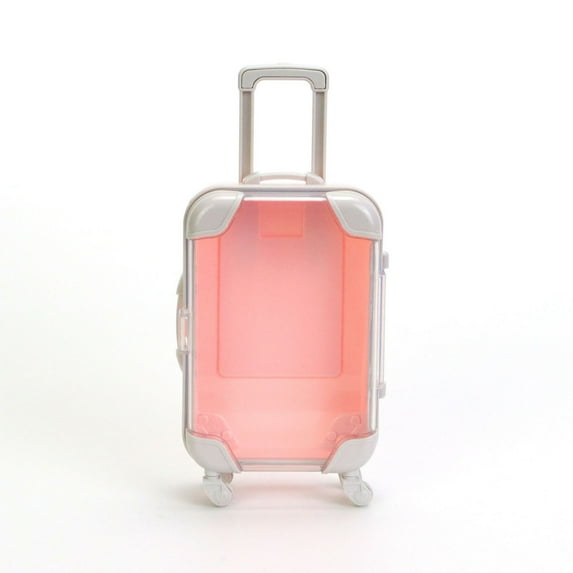Small Transparent Suitcase Organizer, Mini Travel Storage with Rolling Wheels, Puzzle Simulation Design, for Home Display and Kids Playroom Decor