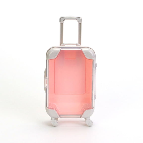 Small Transparent Suitcase Organizer, Mini Travel Storage with Rolling Wheels, Puzzle Simulation Design, for Home Display and Kids Playroom Decor