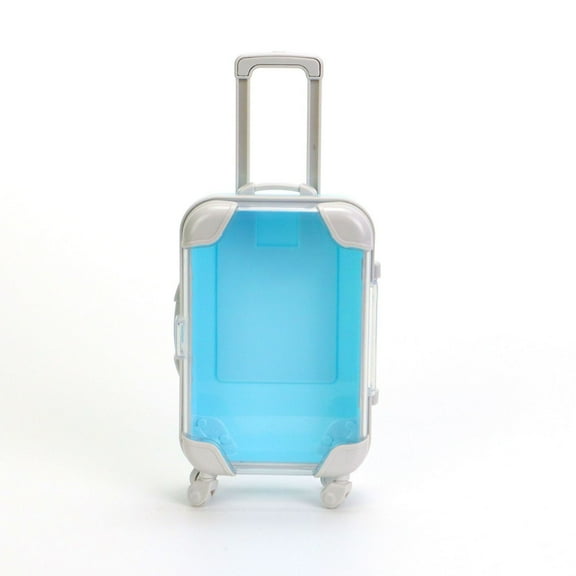 Small Transparent Suitcase Simulation Puzzle Storage Box, Mini Travel Luggage for Doll or Organizer, Portable Carry Case for (Blue)