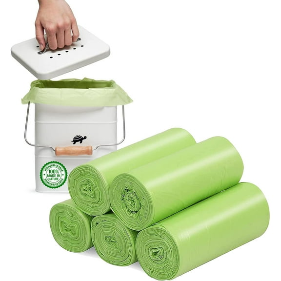 Small Trash Bags 1.2 Gallon - Biodegradable Garbage Bags Recycling Eco-Friendly Trash Can Plastic Liner Compostable Strong Bag for Bathroom Bedroom Office Kitchen Trash Can (120 Counts,Green)