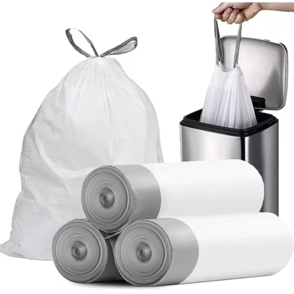 Small Trash Bags 3 Gallon - Drawstring,White Trash Can Liners For Bathroom, Individual Unscented Small Garbage Bags, 45 Count