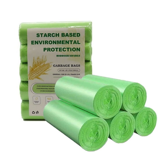 Small Trash Bags 4-Gallon Biodegradable - 100 Counts/ 5 Rolls Recycling and Degradable Garbage Bags Trash Can Liners for Bathroom Kitchen and Office