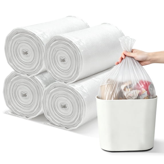 2 Gallon Trash Bags, 19.7 x 17.7 inch Desktop Garbage Bags, White Trash Can Liner Bags, 200Pcs, for Desktop Trash Can, Bathroom, Office